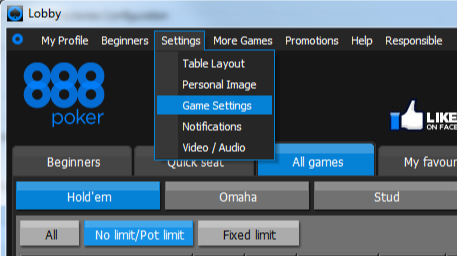 888 Game Settings